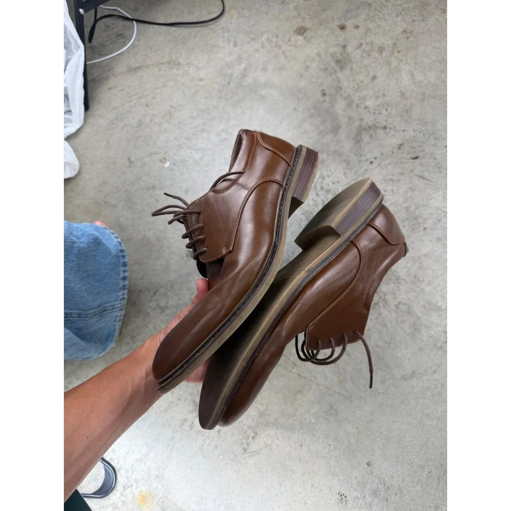 Vintage Hugo Vitelli Mens Brown Derby Shoes Lace Up Oxfords 9.5 EEE Casual